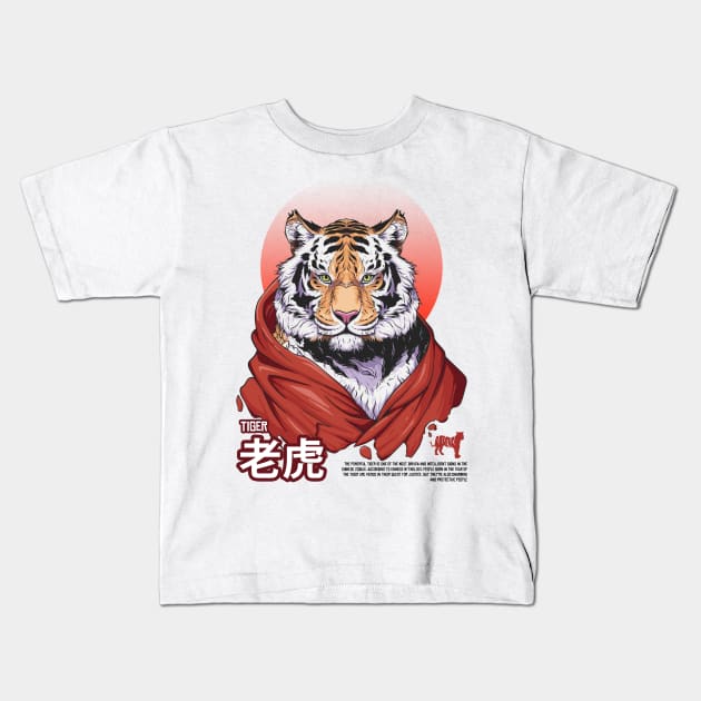 Tiger chinese zodiac Kids T-Shirt by Wahyuwm48